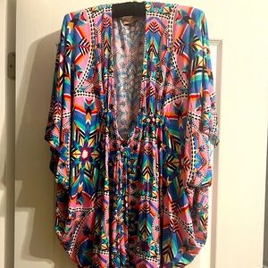 Mara Hoffman Swim Coverup front tie. Pink geometric pattern *like New* kimono